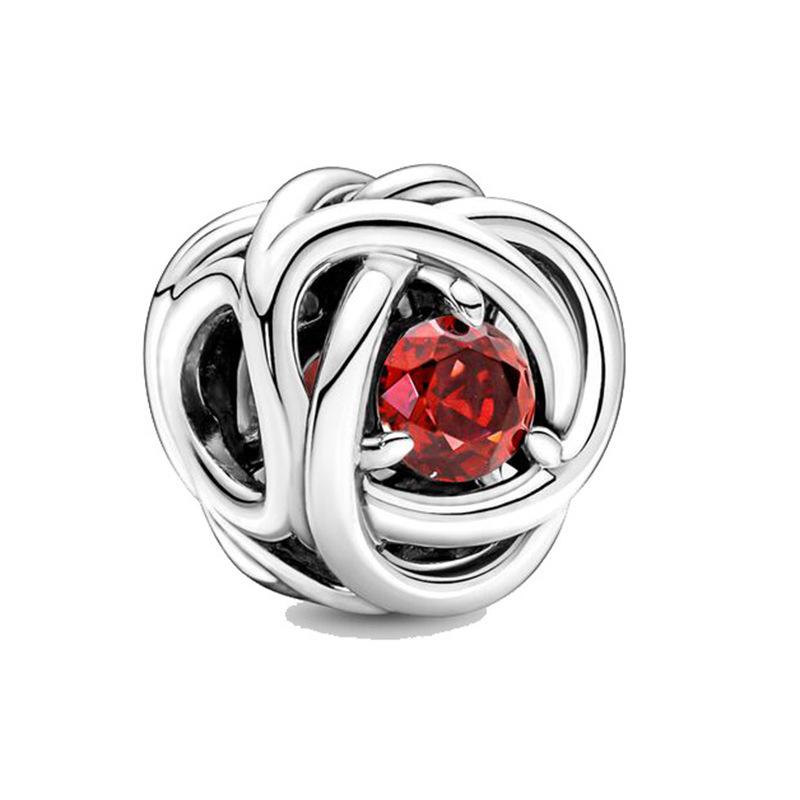 MOQ 2 pcs Red July Month Birthstone Big Hole European Beads