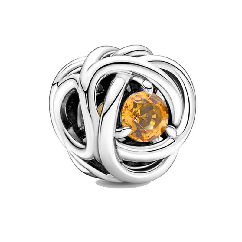 MOQ 2 pcs Yellow November Month Birthstone Big Hole European Beads