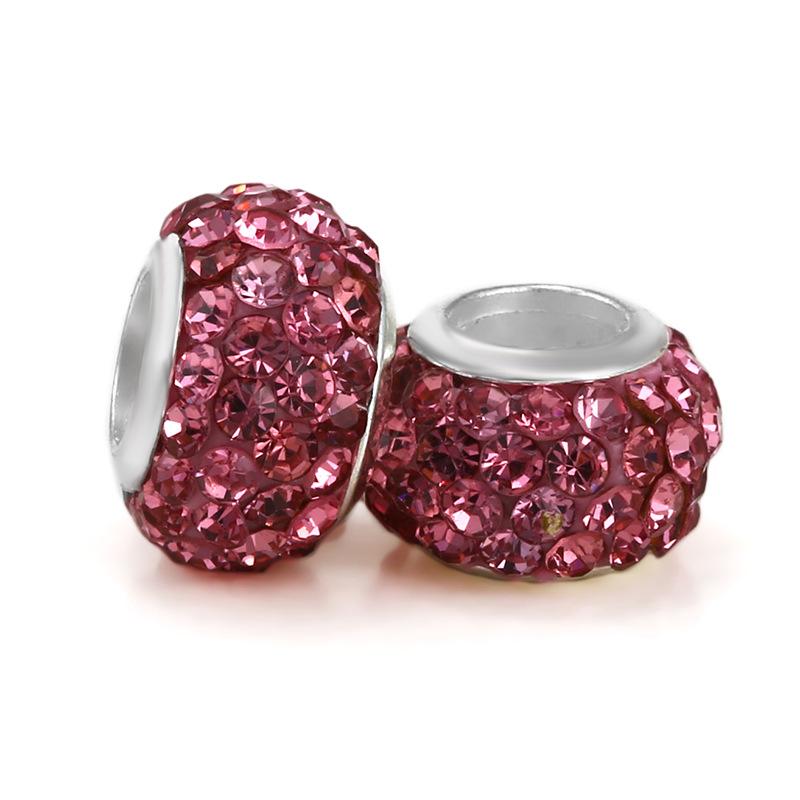 5 pcs/bag Rhinestone Clay Big Hole European Beads 22 Styles To Choose