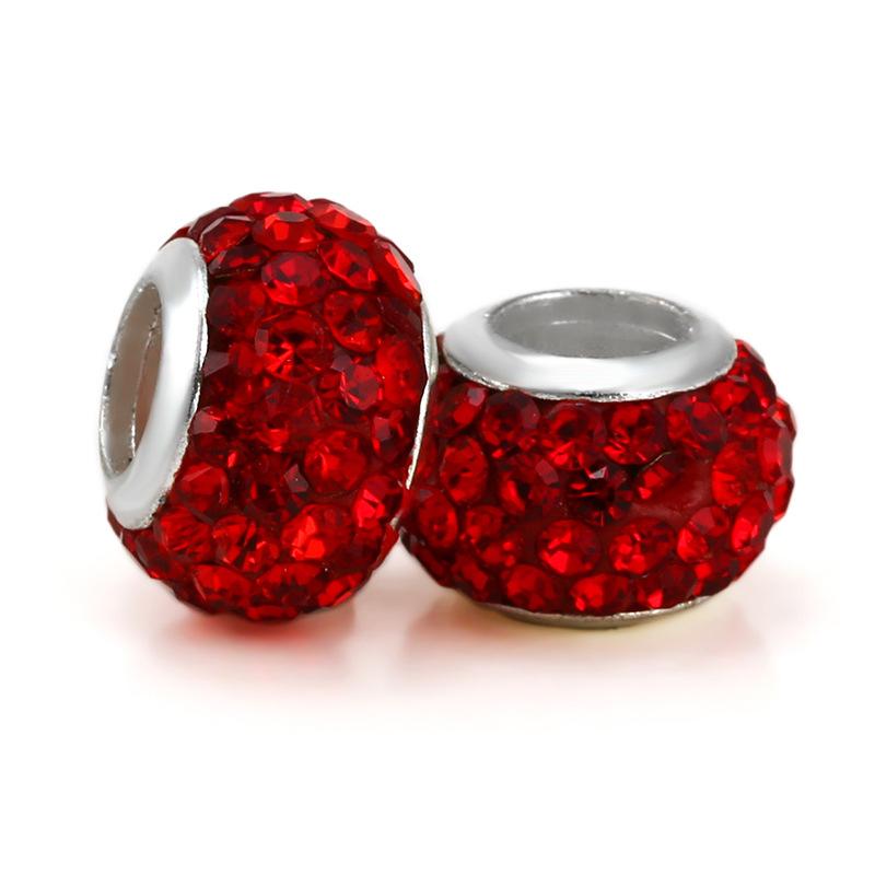 5 pcs/bag Rhinestone Clay Big Hole European Beads 22 Styles To Choose
