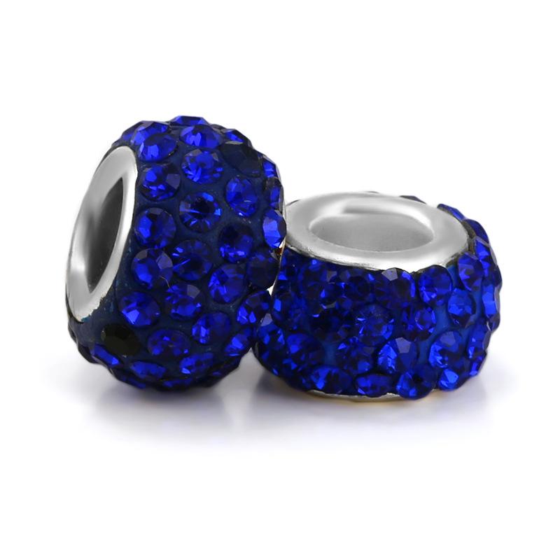 5 pcs/bag Rhinestone Clay Big Hole European Beads 22 Styles To Choose