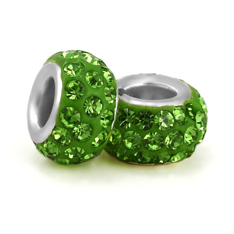 5 pcs/bag Rhinestone Clay Big Hole European Beads 22 Styles To Choose