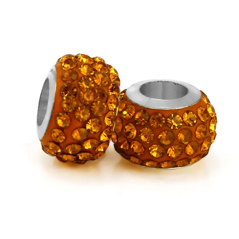 5 pcs/bag Rhinestone Clay Big Hole European Beads 22 Styles To Choose