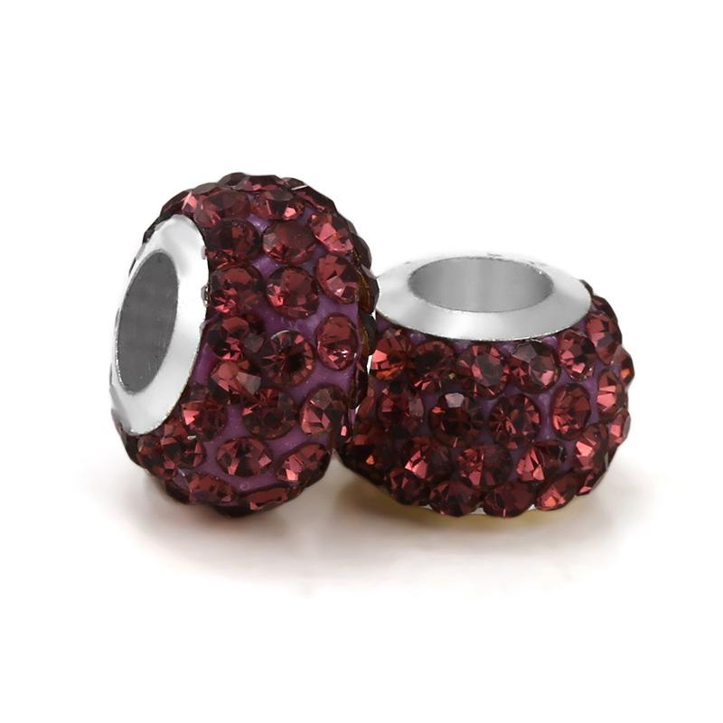 5 pcs/bag Rhinestone Clay Big Hole European Beads 22 Styles To Choose