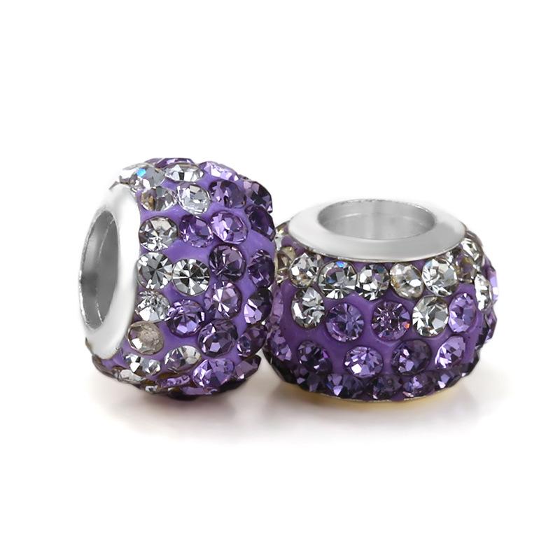 5 pcs/bag Rhinestone Clay Big Hole European Beads 22 Styles To Choose