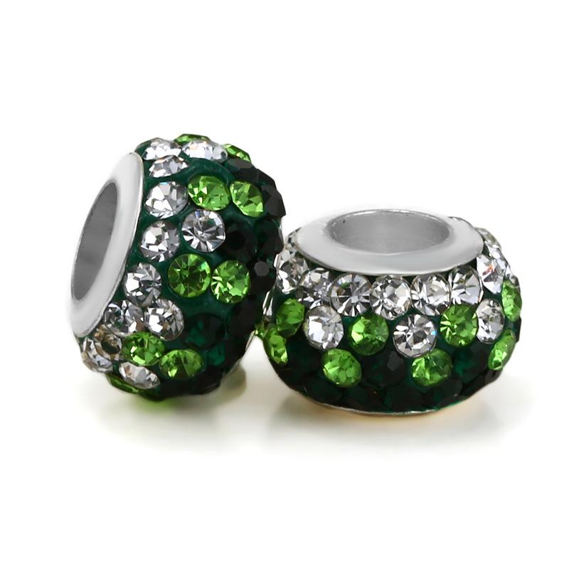 5 pcs/bag Rhinestone Clay Big Hole European Beads 22 Styles To Choose