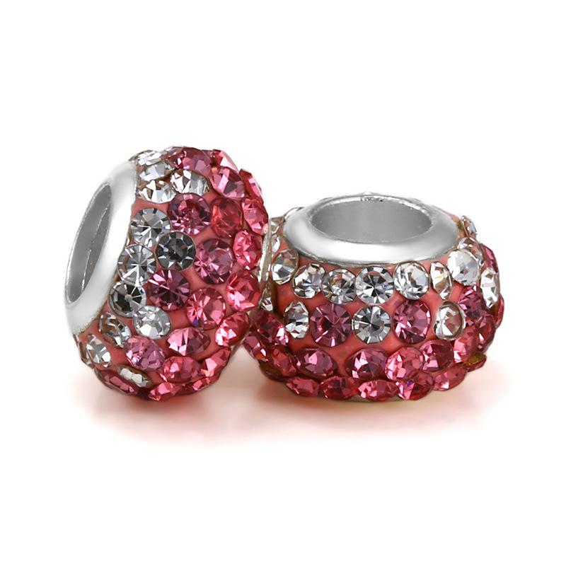 5 pcs/bag Rhinestone Clay Big Hole European Beads 22 Styles To Choose