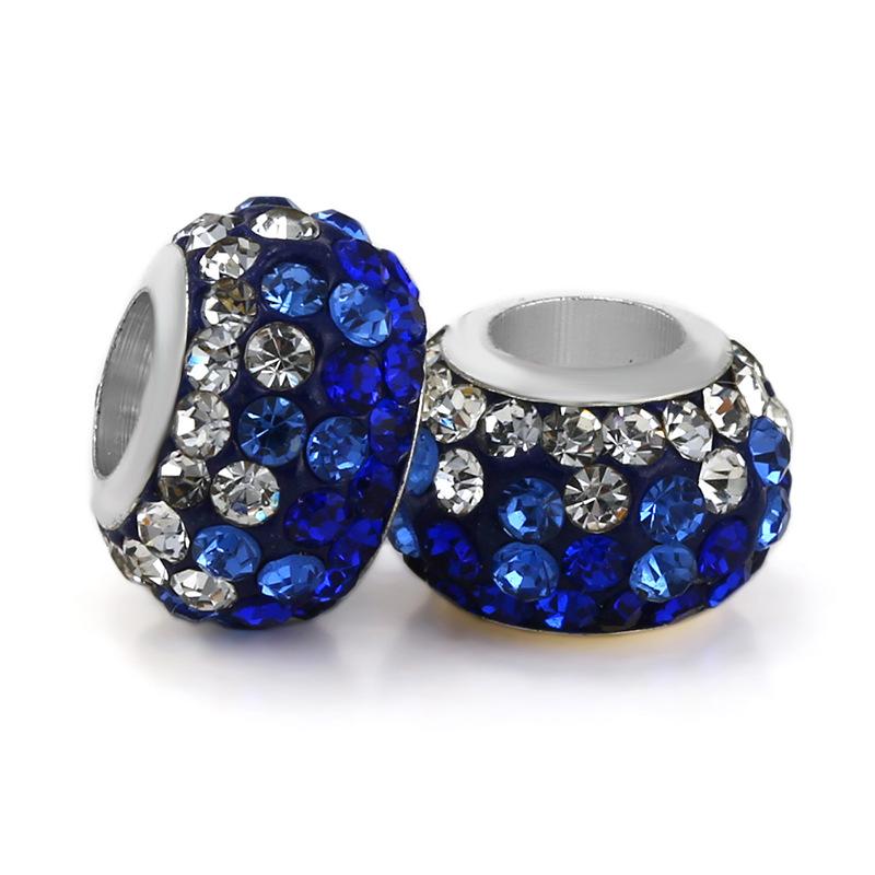 5 pcs/bag Rhinestone Clay Big Hole European Beads 22 Styles To Choose