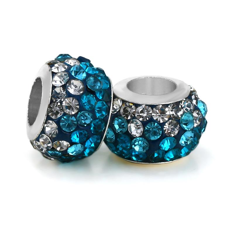 5 pcs/bag Rhinestone Clay Big Hole European Beads 22 Styles To Choose