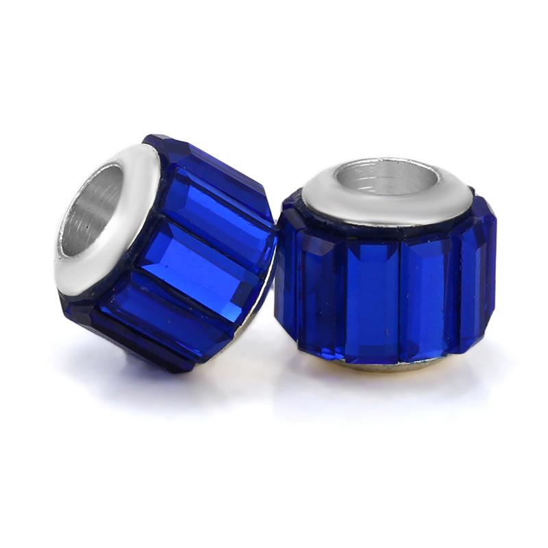 5 pcs/bag Glass Rhinestone Clay Big Hole European Beads 11 Styles To Choose