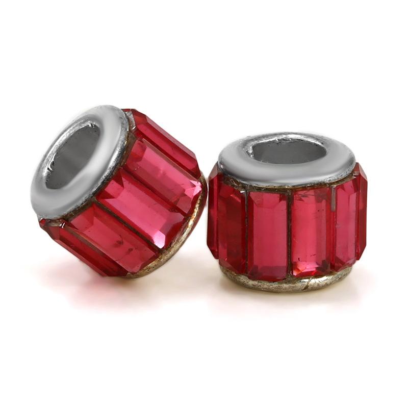 5 pcs/bag Glass Rhinestone Clay Big Hole European Beads 11 Styles To Choose