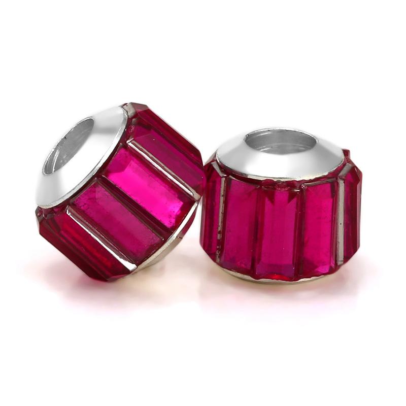 5 pcs/bag Glass Rhinestone Clay Big Hole European Beads 11 Styles To Choose