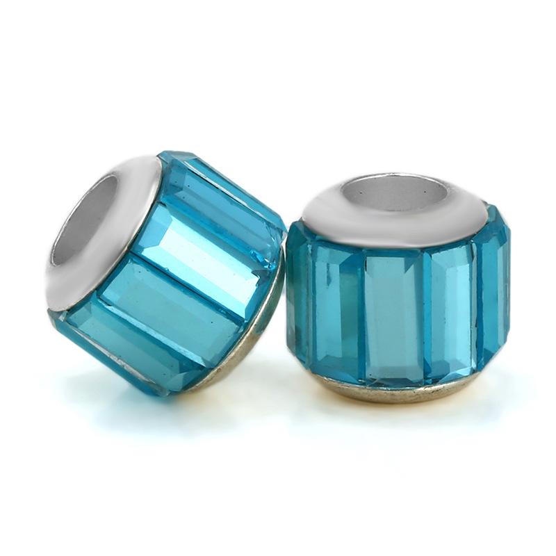 5 pcs/bag Glass Rhinestone Clay Big Hole European Beads 11 Styles To Choose