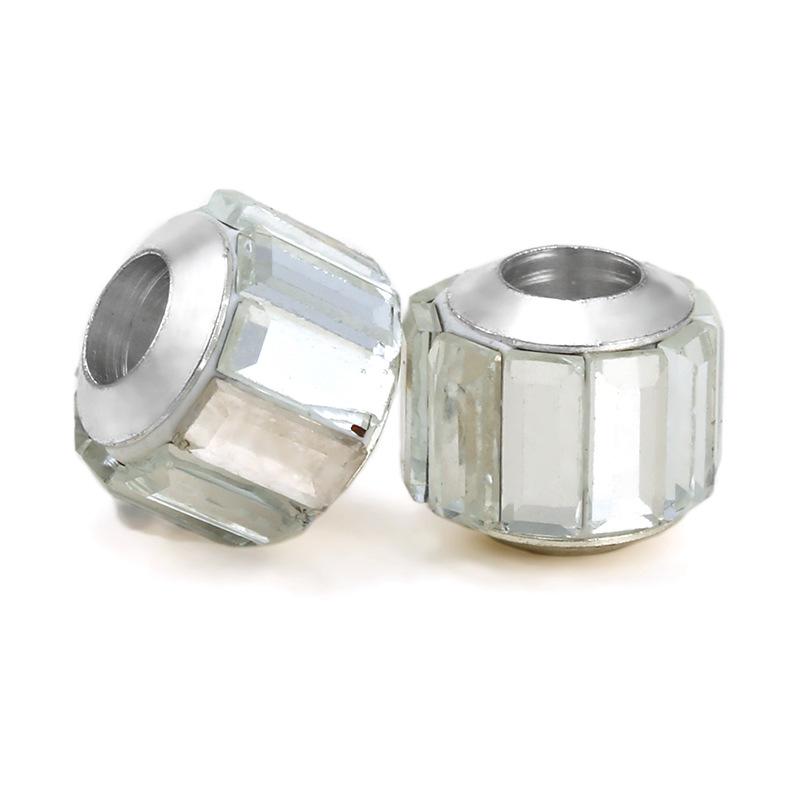 5 pcs/bag Glass Rhinestone Clay Big Hole European Beads 11 Styles To Choose
