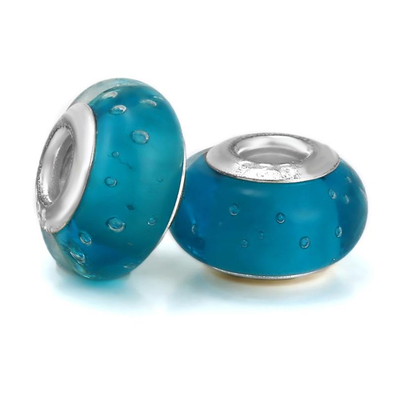 5 pcs/bag Lampwork Glass Bubble Big Hole European Beads 11 Styles To Choose