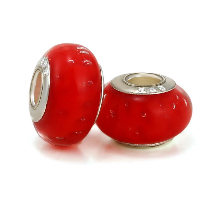 5 pcs/bag Lampwork Glass Bubble Big Hole European Beads 11 Styles To Choose