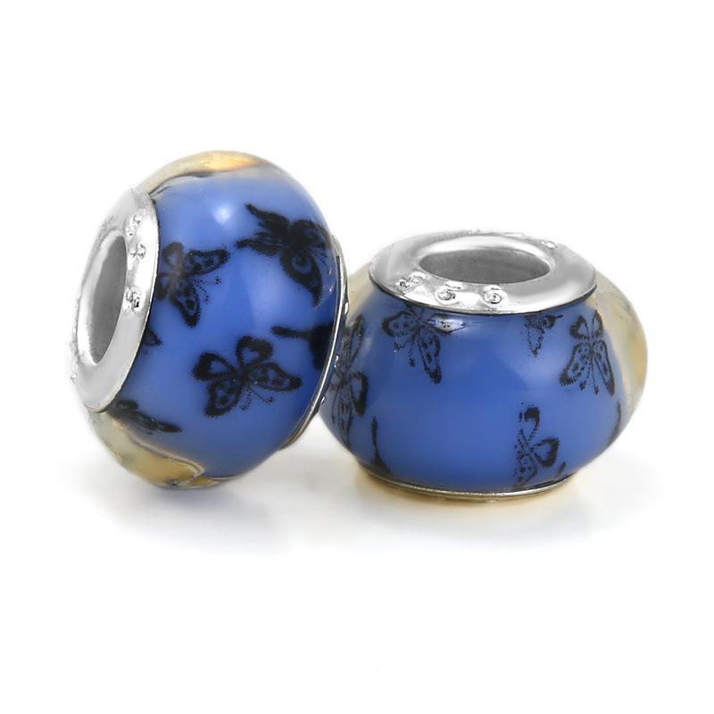 5 pcs/bag Lampwork Glass Flower Big Hole European Beads 26 Styles To Choose
