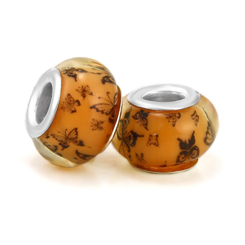 5 pcs/bag Lampwork Glass Flower Big Hole European Beads 26 Styles To Choose