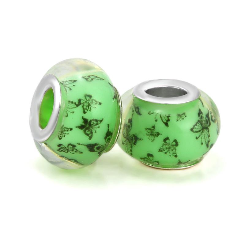 5 pcs/bag Lampwork Glass Flower Big Hole European Beads 26 Styles To Choose