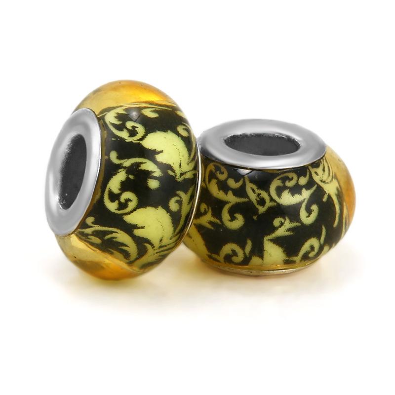 5 pcs/bag Lampwork Glass Flower Big Hole European Beads 26 Styles To Choose