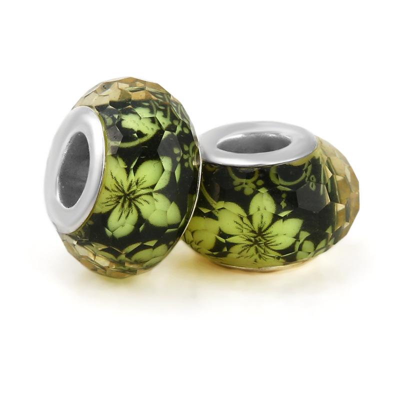 5 pcs/bag Lampwork Glass Flower Big Hole European Beads 26 Styles To Choose