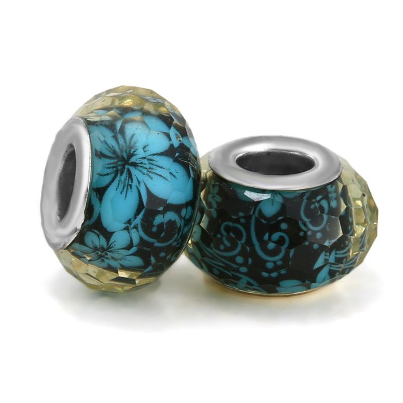 5 pcs/bag Lampwork Glass Flower Big Hole European Beads 26 Styles To Choose