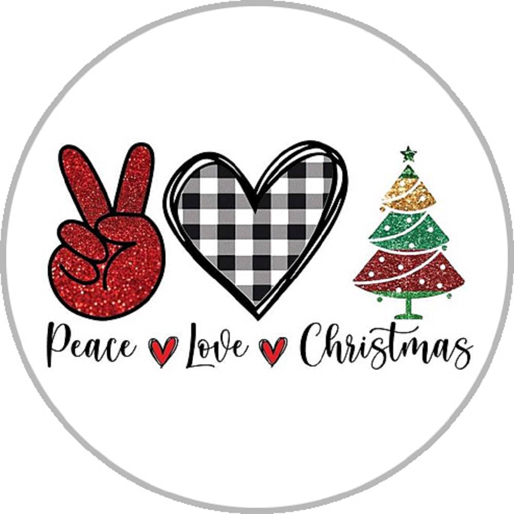 Peace Love Christmas 20MM Print Glass Snaps