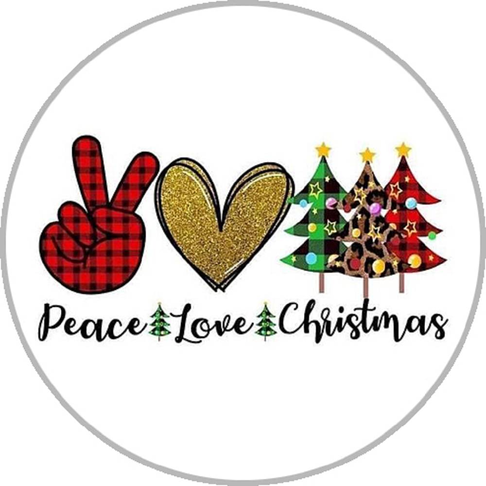 Peace Love Christmas 20MM Print Glass Snaps