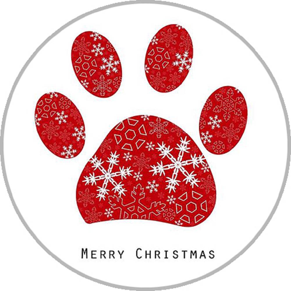 Merry Christmas red Dog paw 20MM Print Glass Snaps