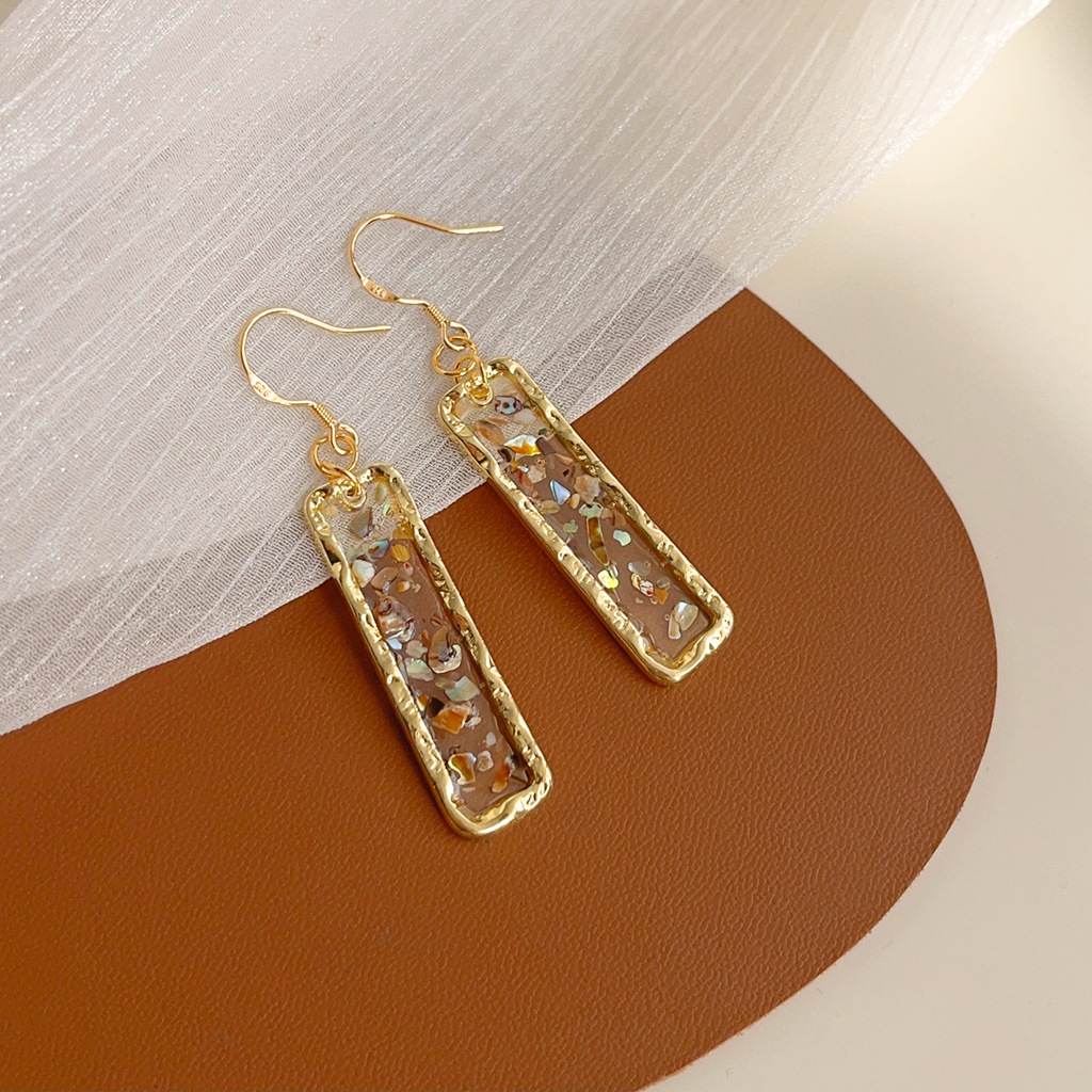 Handmade natural shell tassel earrings with silver needles