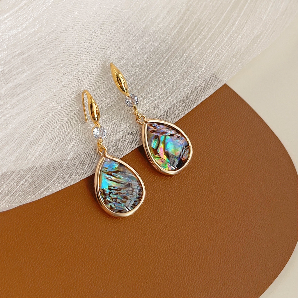 Handmade natural shell tassel earrings with silver needles